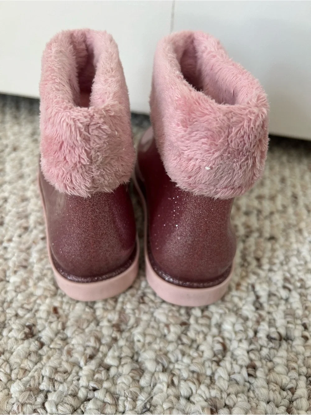 Mini Melissa girls pink glitter boots size 9 Fall Winter Back to School